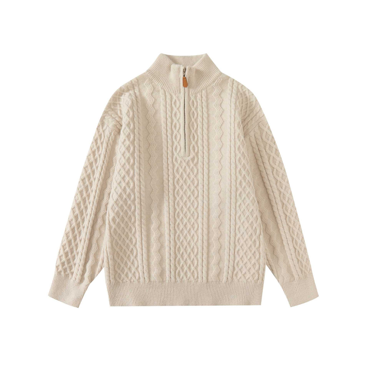 Men's loose fit cable knit crewneck sweater