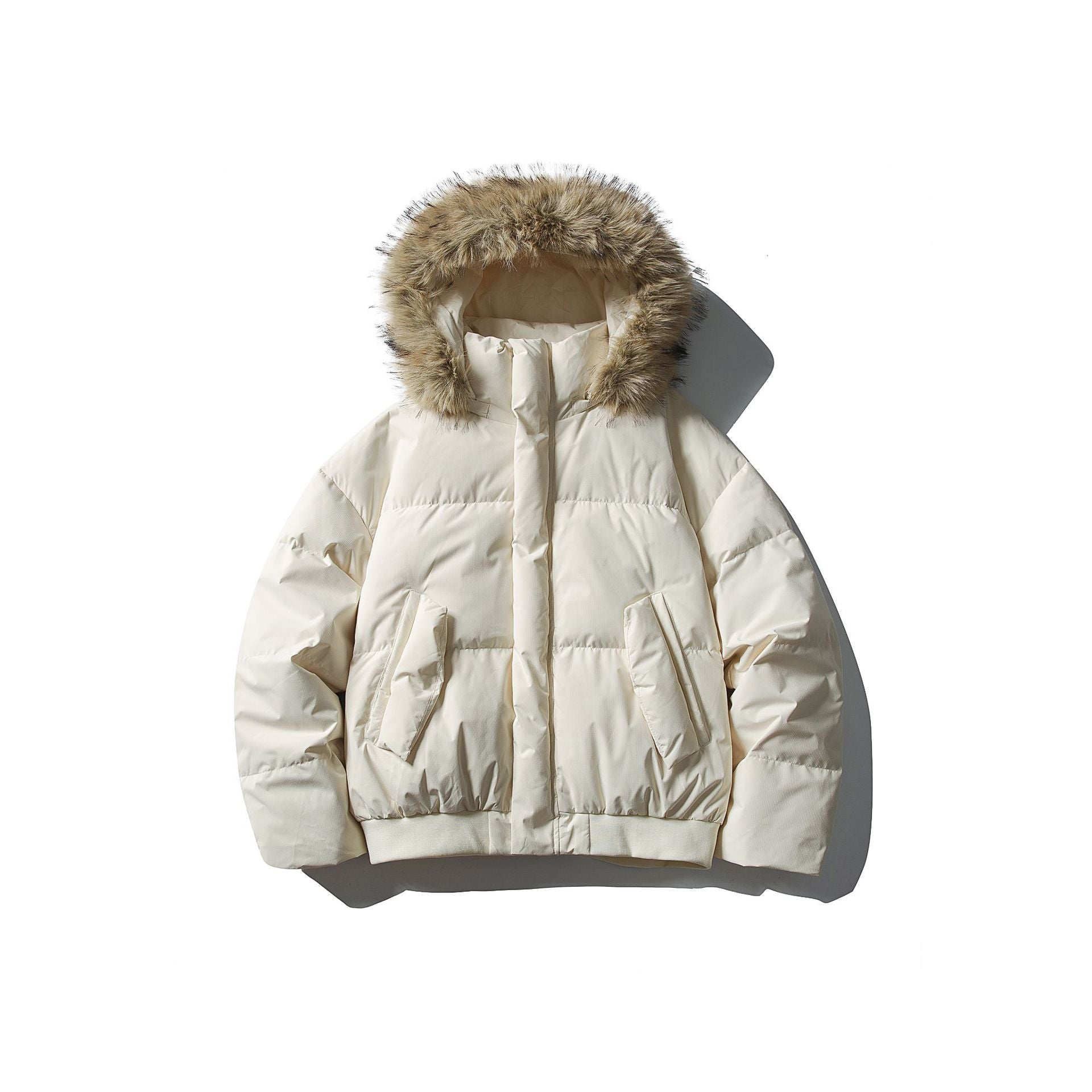 Image of Zeratta Men's fur collar hooded down puffer jacket