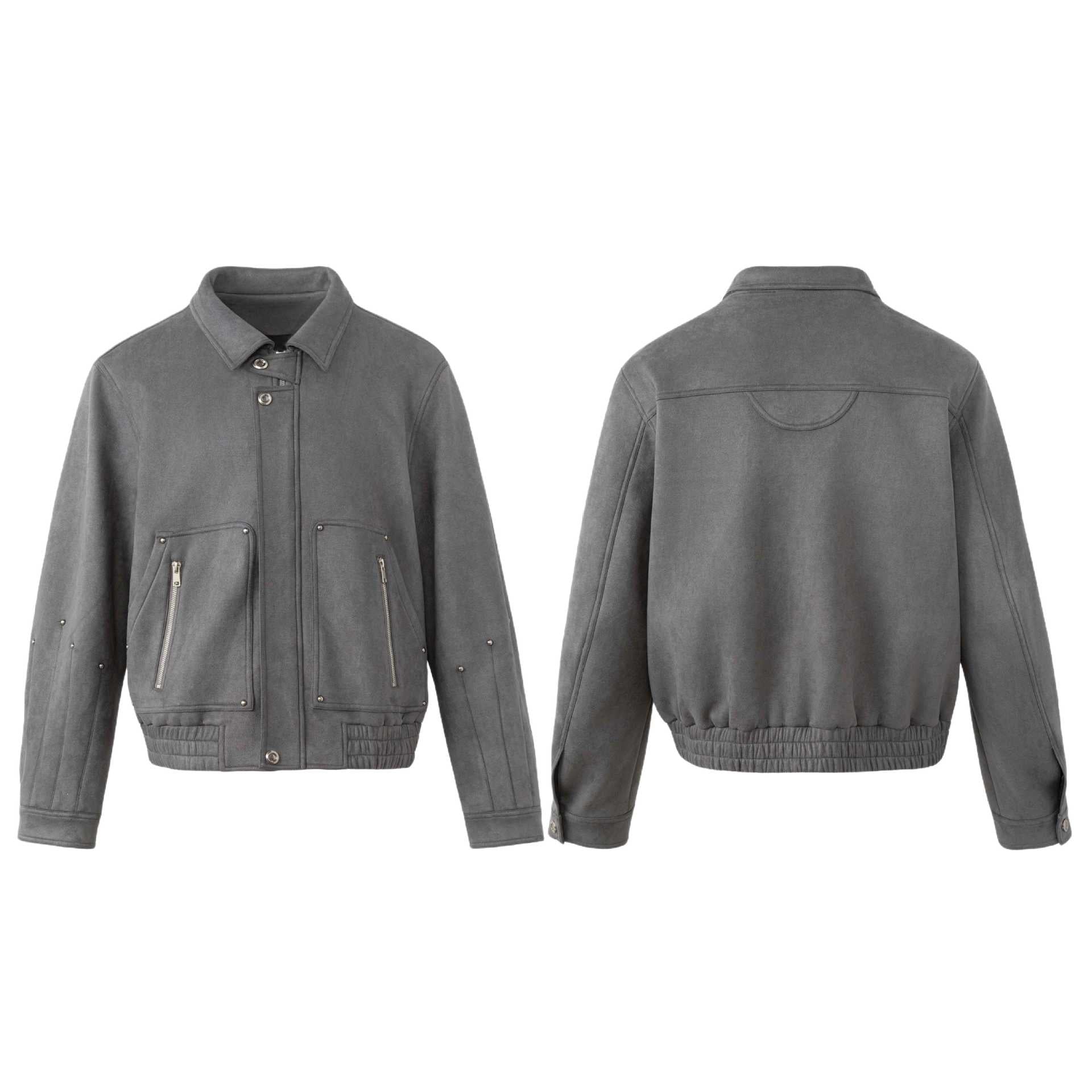 Image of Chaqueta de poliéster gris de un botón para hombre