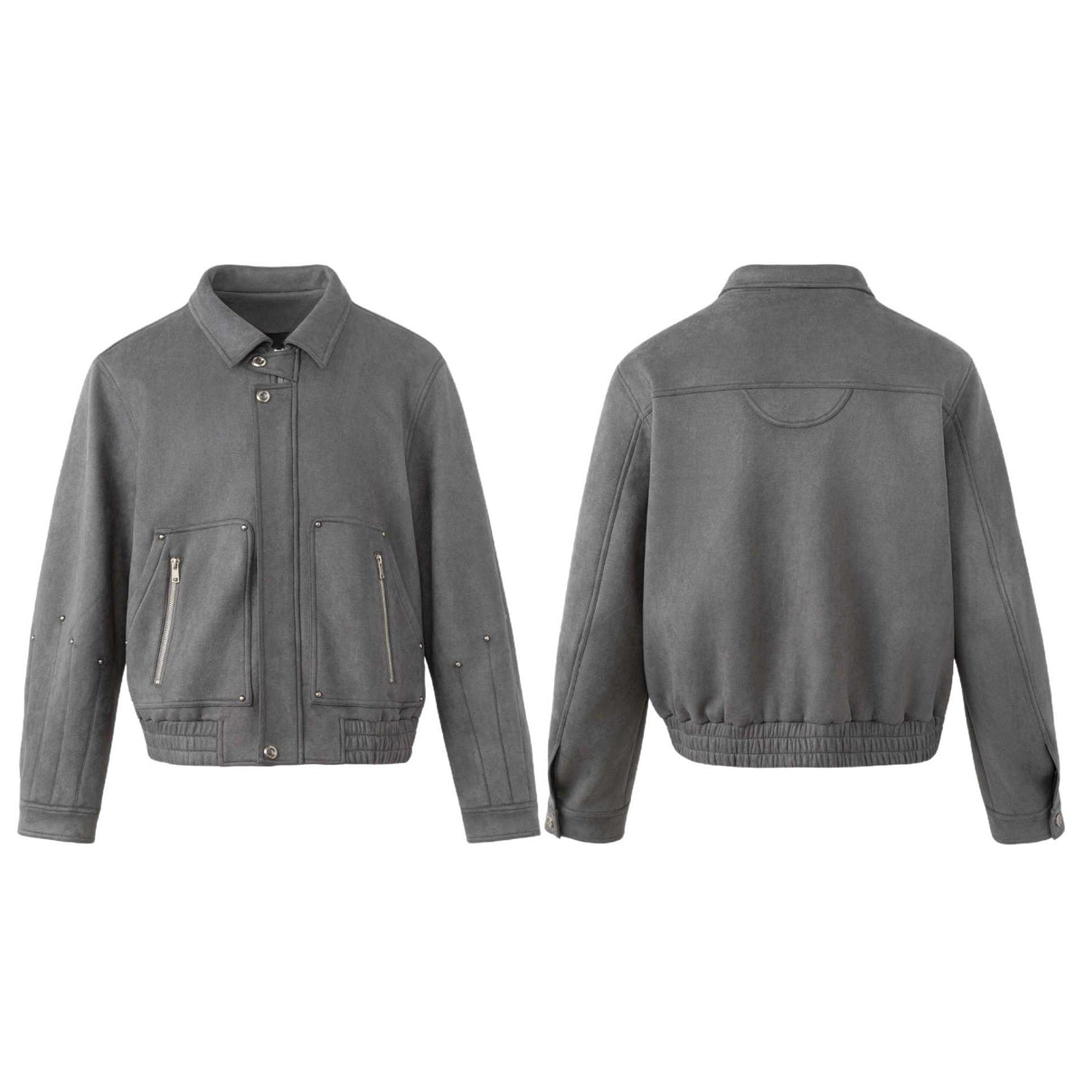 Chaqueta de poliéster gris de un botón para hombre