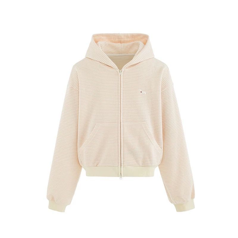 Women's striped cotton zip-up hoodie