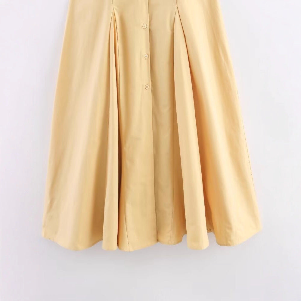 Women's yellow collared trench-style shirt dress