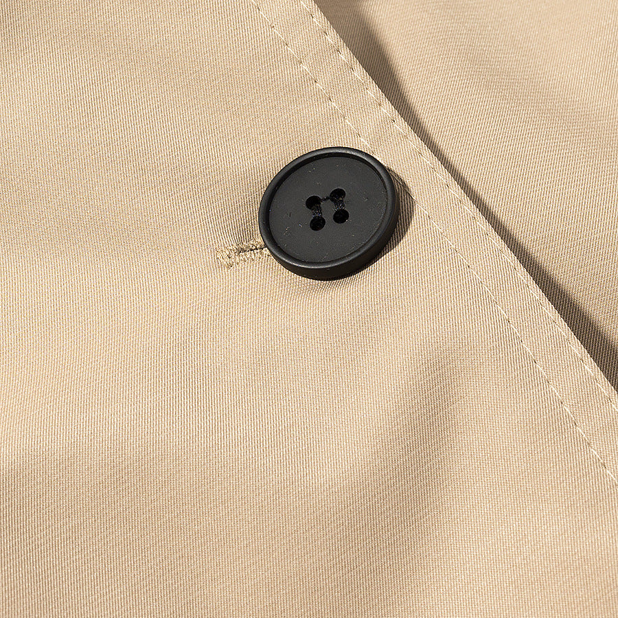 Image of Women's khaki cropped double-breasted trench coat