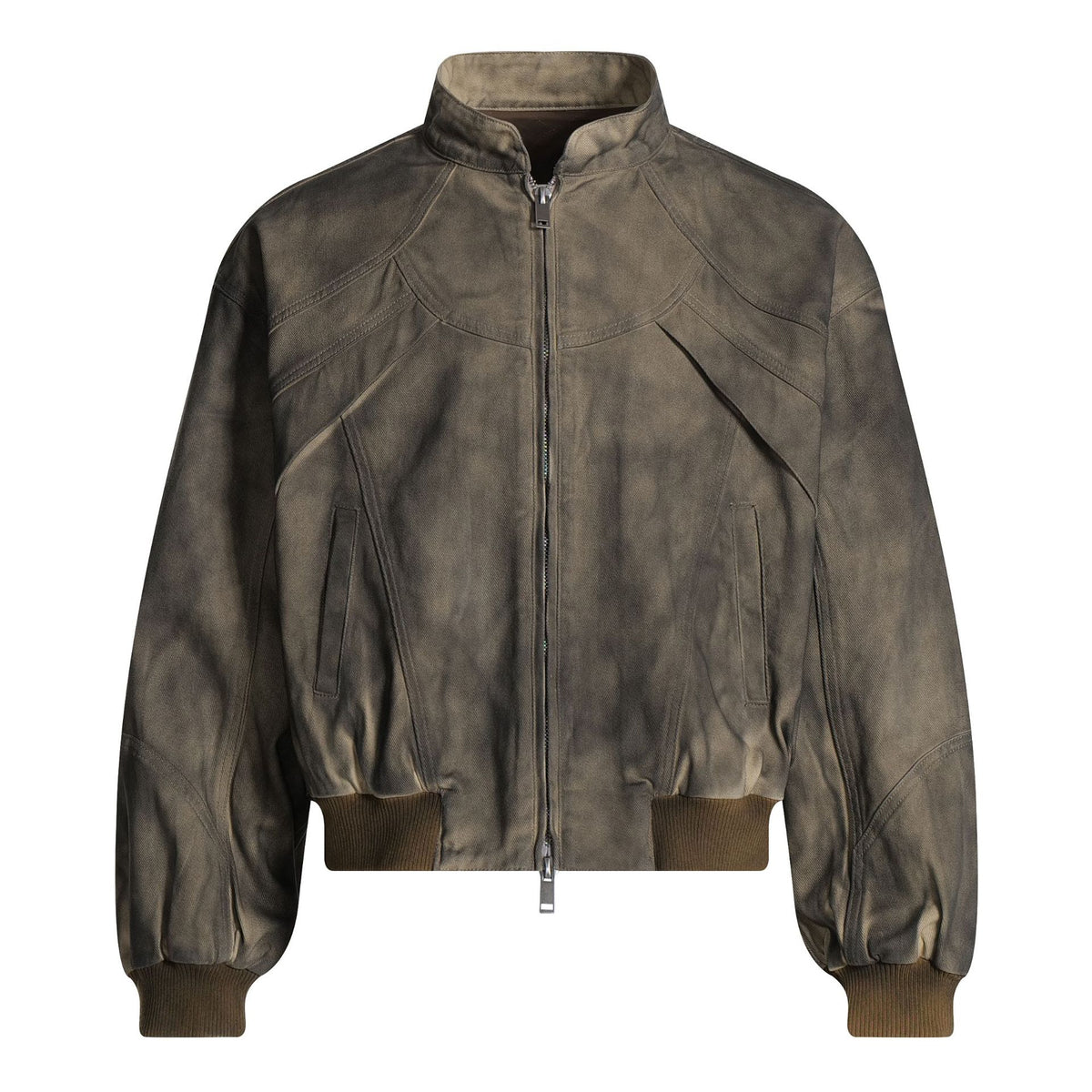 Chaqueta Harrington de algodón color caqui con efecto desgastado para hombre