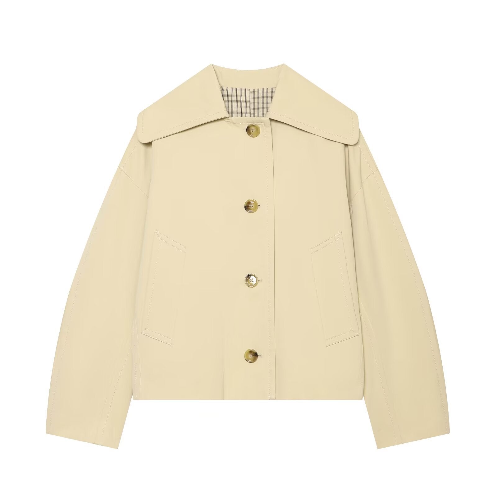 Image of Zeratta Women's plaid-lined single-breasted trench coat
