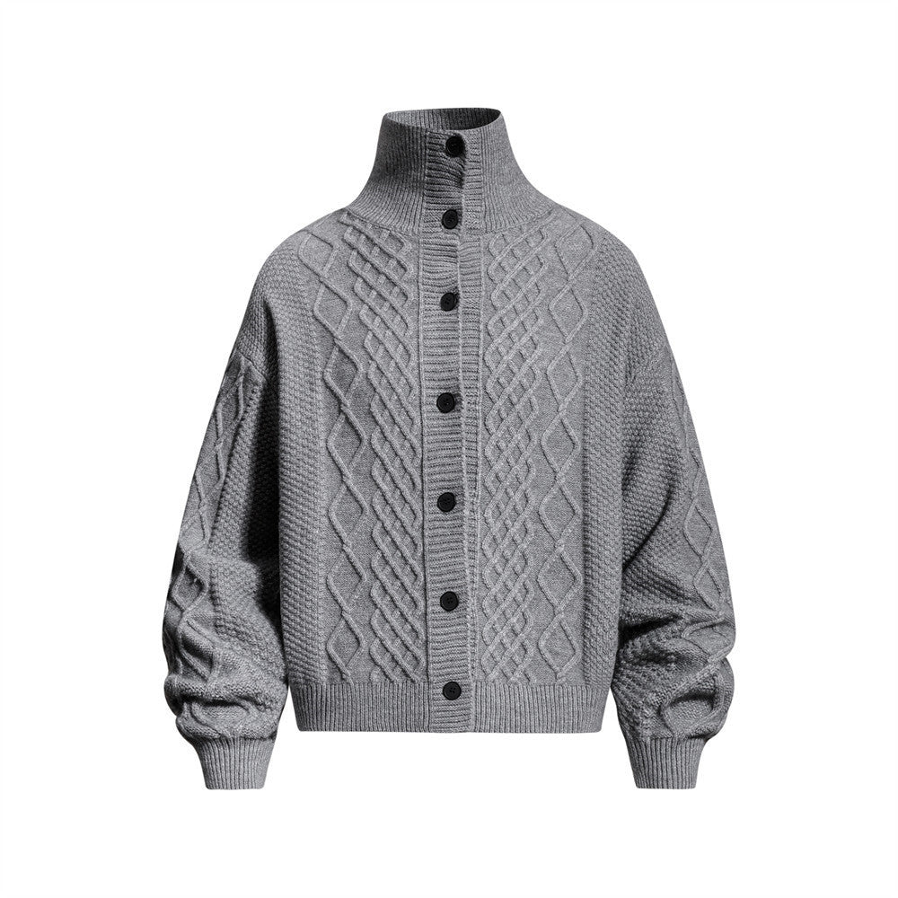 Image of Zeratta High neck button-front knit cardigan