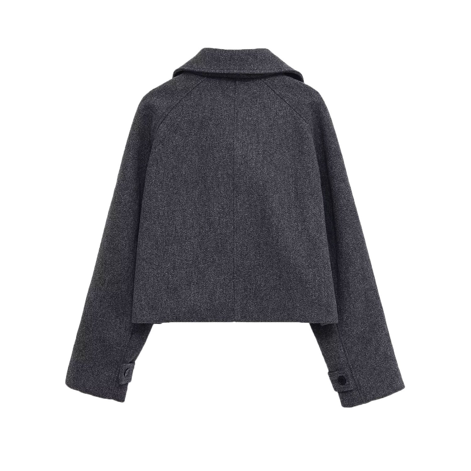 Image of Trench coat corto de mujer con solapa de muesca y botonadura sencilla