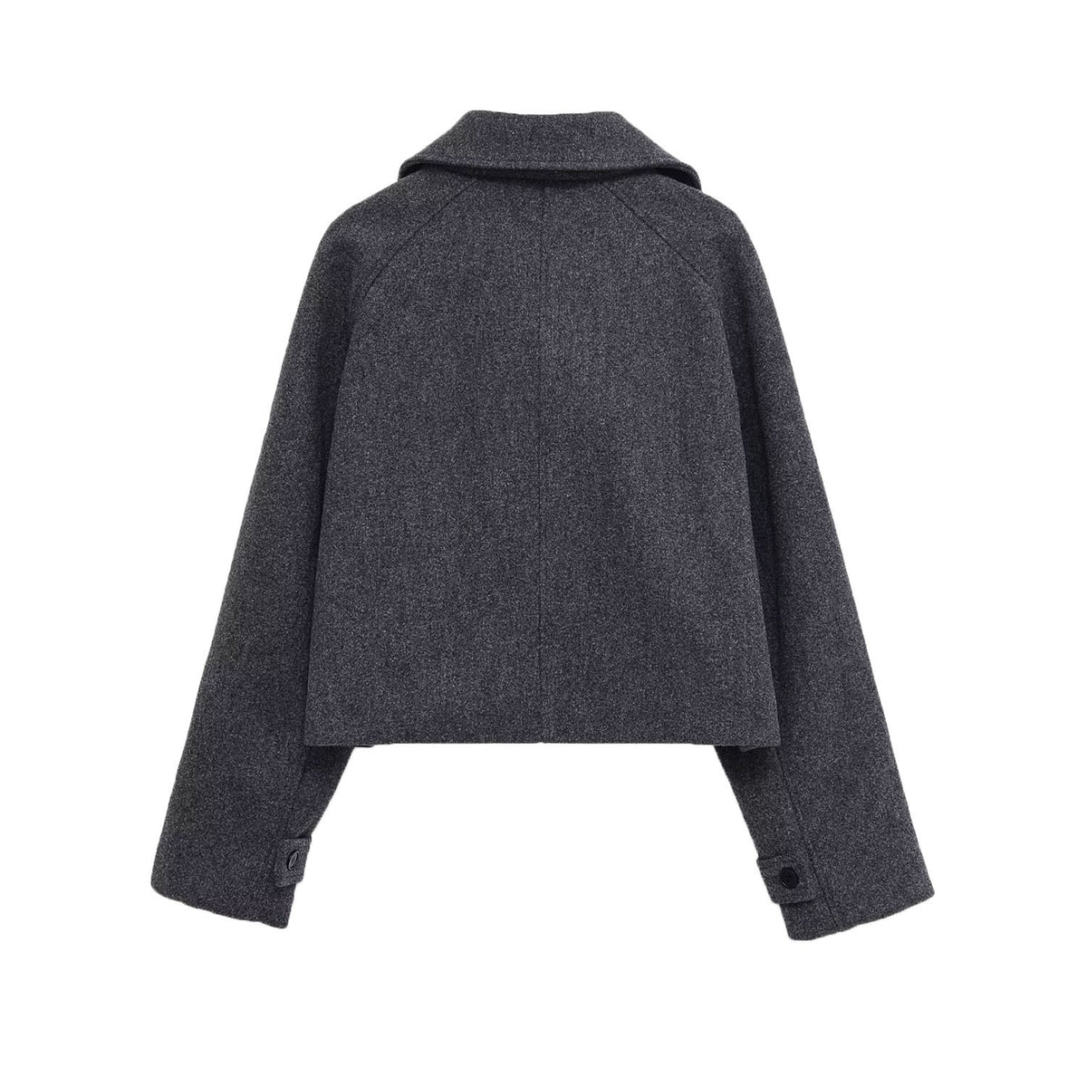 Trench coat corto de mujer con solapa de muesca y botonadura sencilla