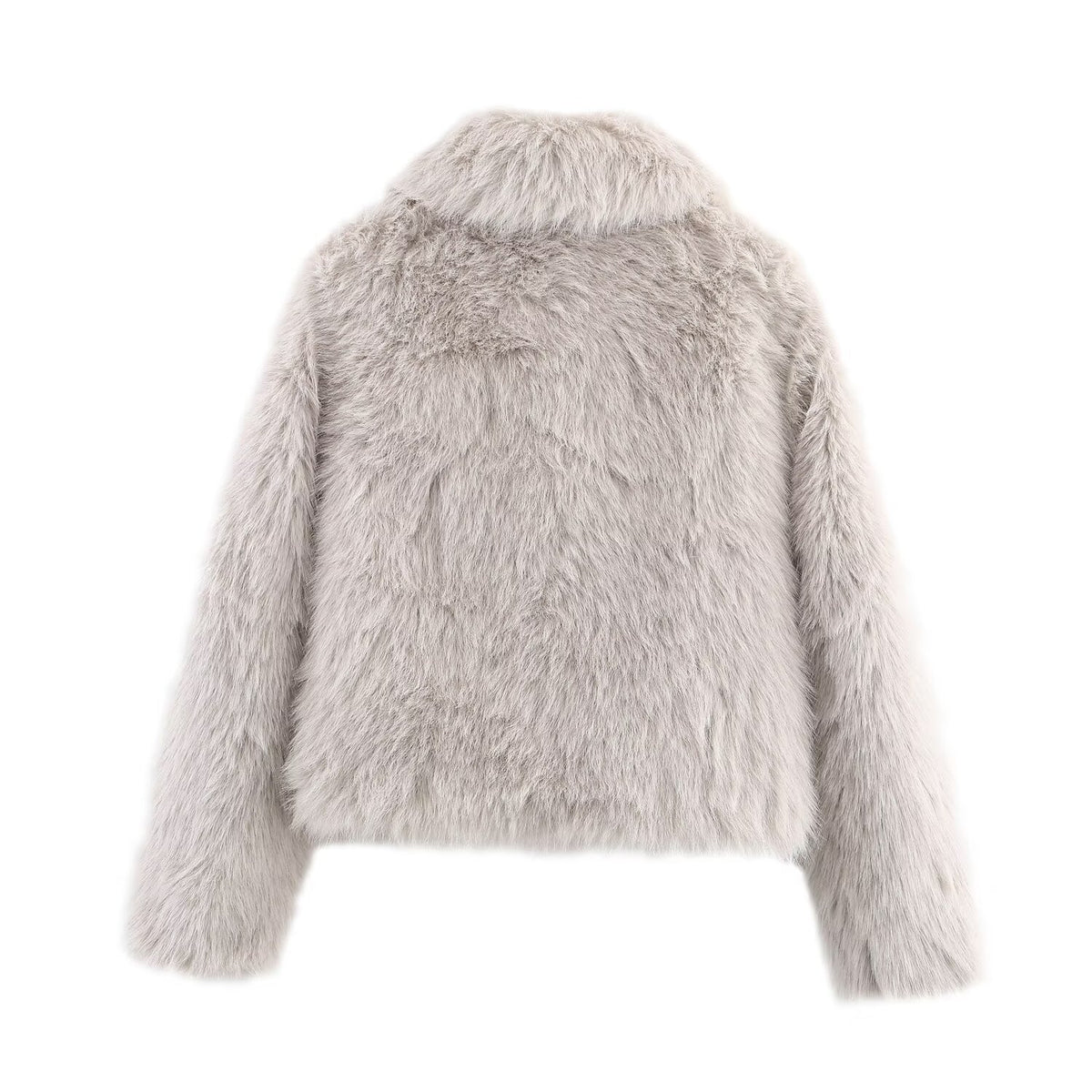 Zeratta Women's silver gray faux fur-effect zip-up jacket