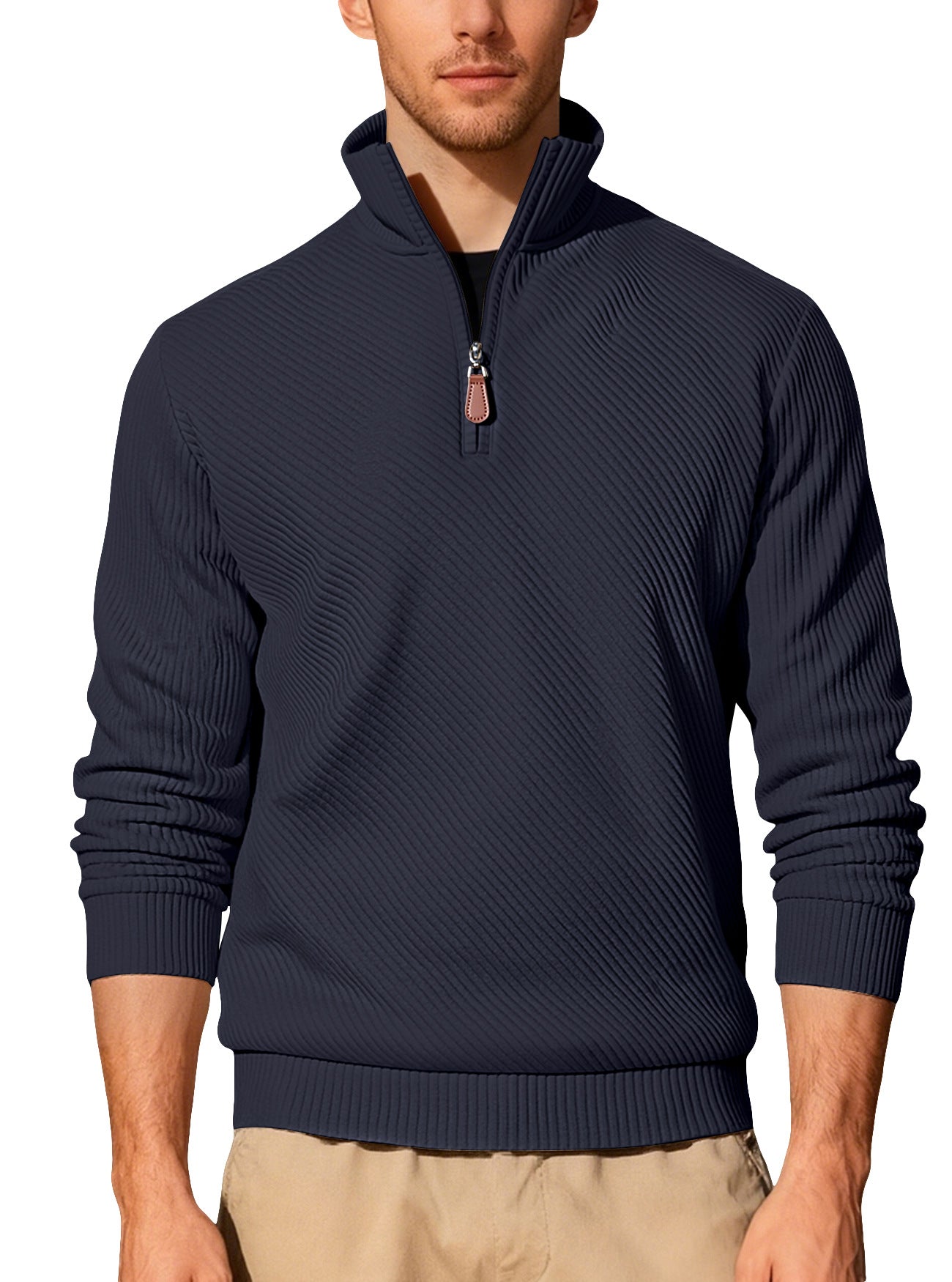 Image of Sudadera deportiva ajustada con capucha y media cremallera