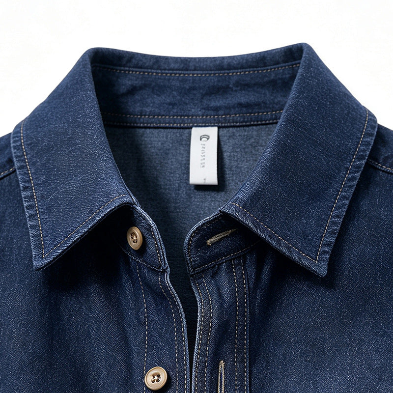 Image of Camisa de mezclilla de algodón de corte relajado para hombre