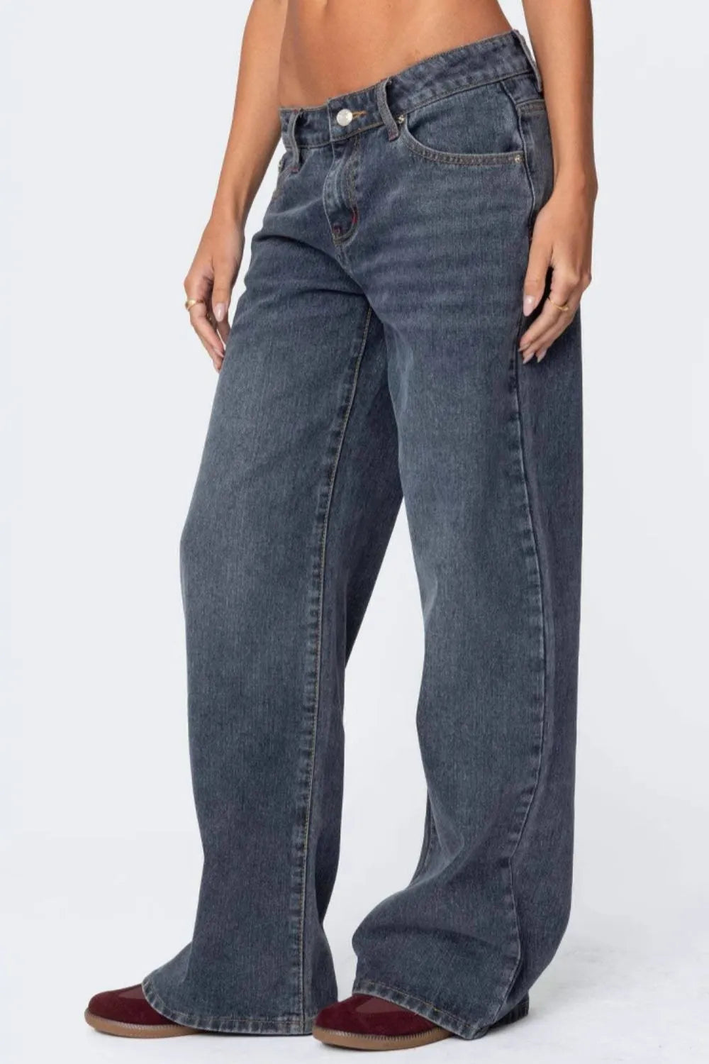 Dusty Blue Distressed Pocket Jeans — main product photograph