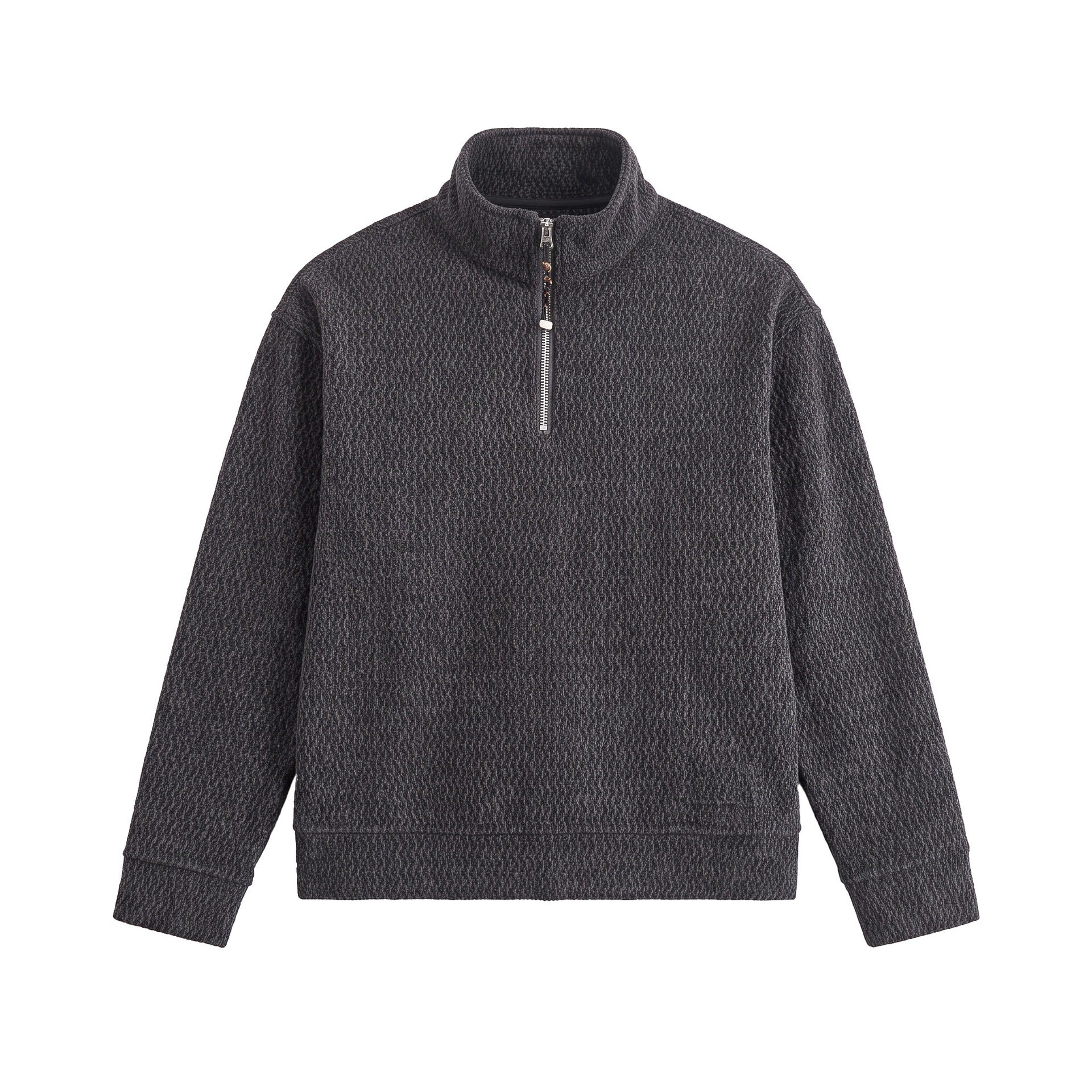 Image of Drop shoulder half-zip stand collar hoodie