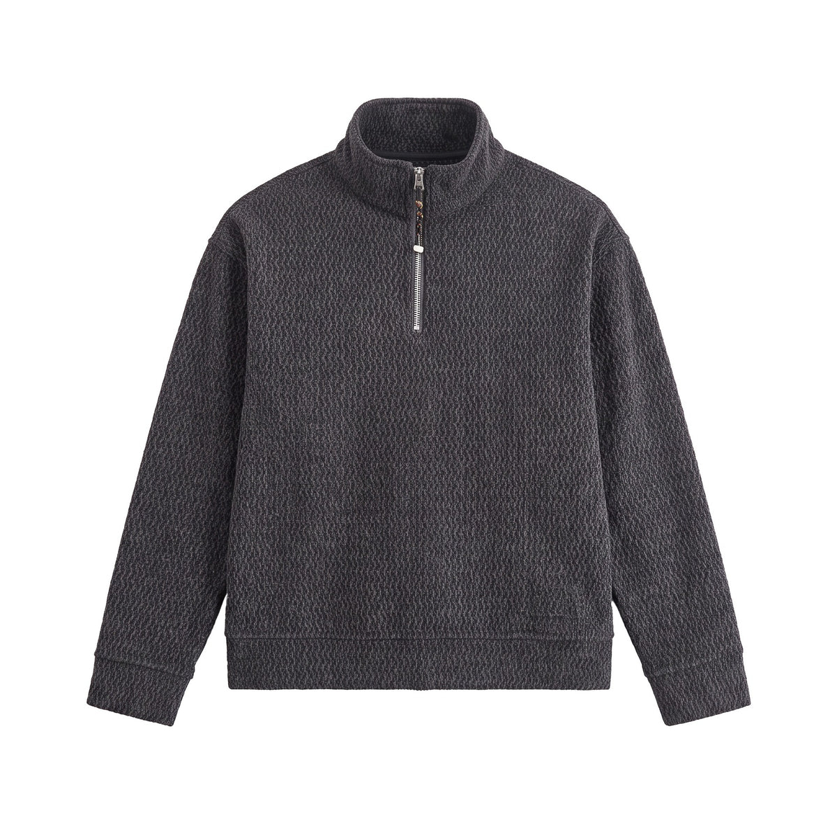 Drop shoulder half-zip stand collar hoodie