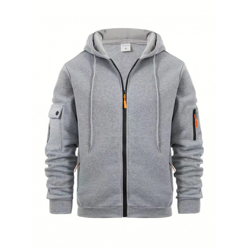 Image of Zeratta Men's loose fit polyester hooded zip-up sweatshirt