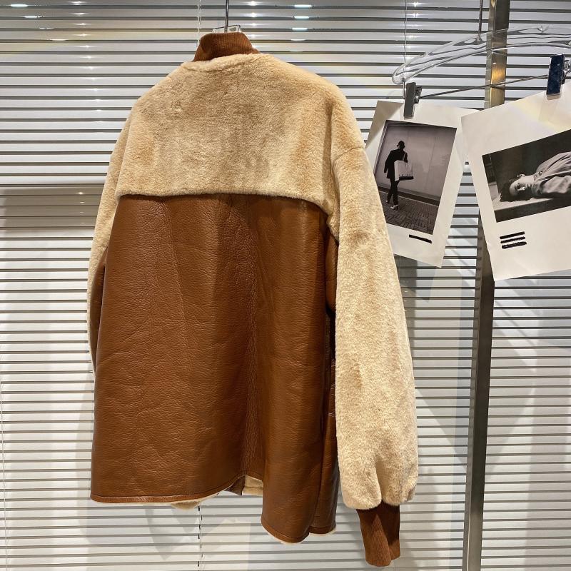 Image of Women's khaki contrast-panel v-neck jacket