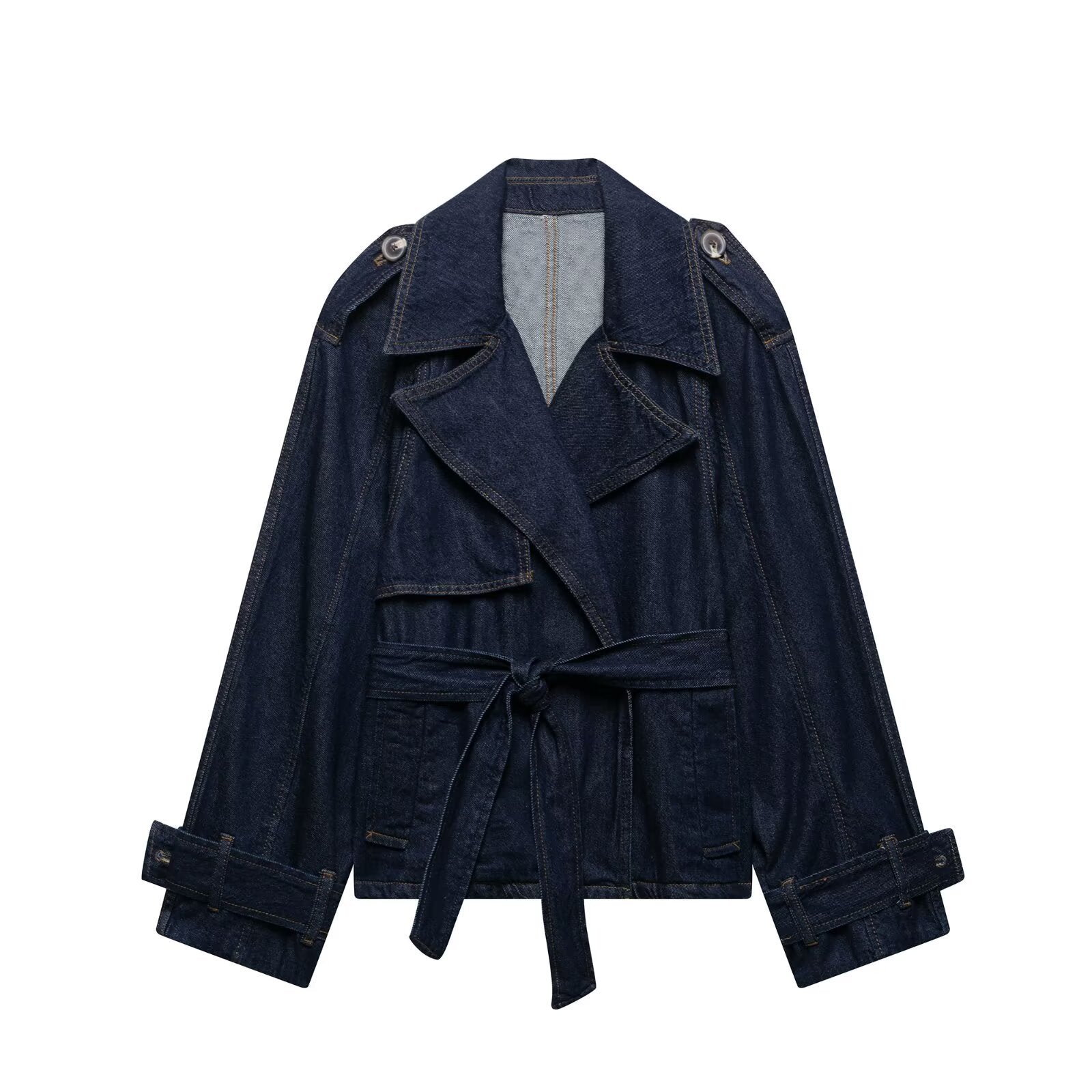 Image of Zeratta Women's denim-effect drawstring trench coat