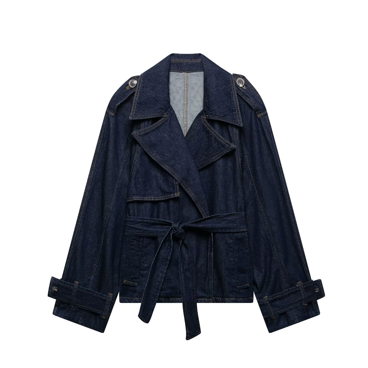 Zeratta Women's denim-effect drawstring trench coat