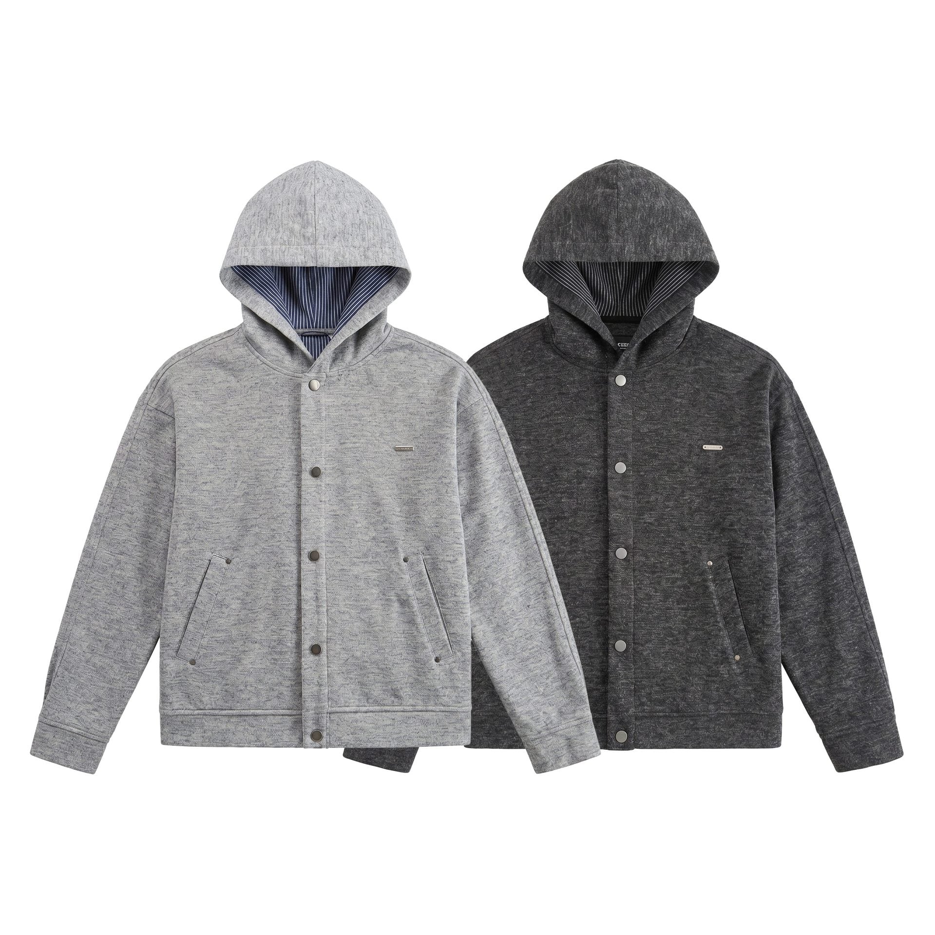 Image of Retro striped patchwork hooded zip-up sweatshirt