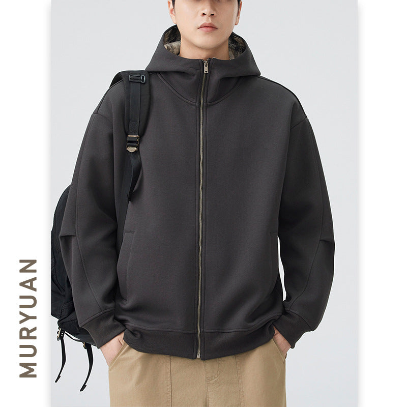 Image of Sudadera con cremallera y corte holgado de estilo urbano para hombre