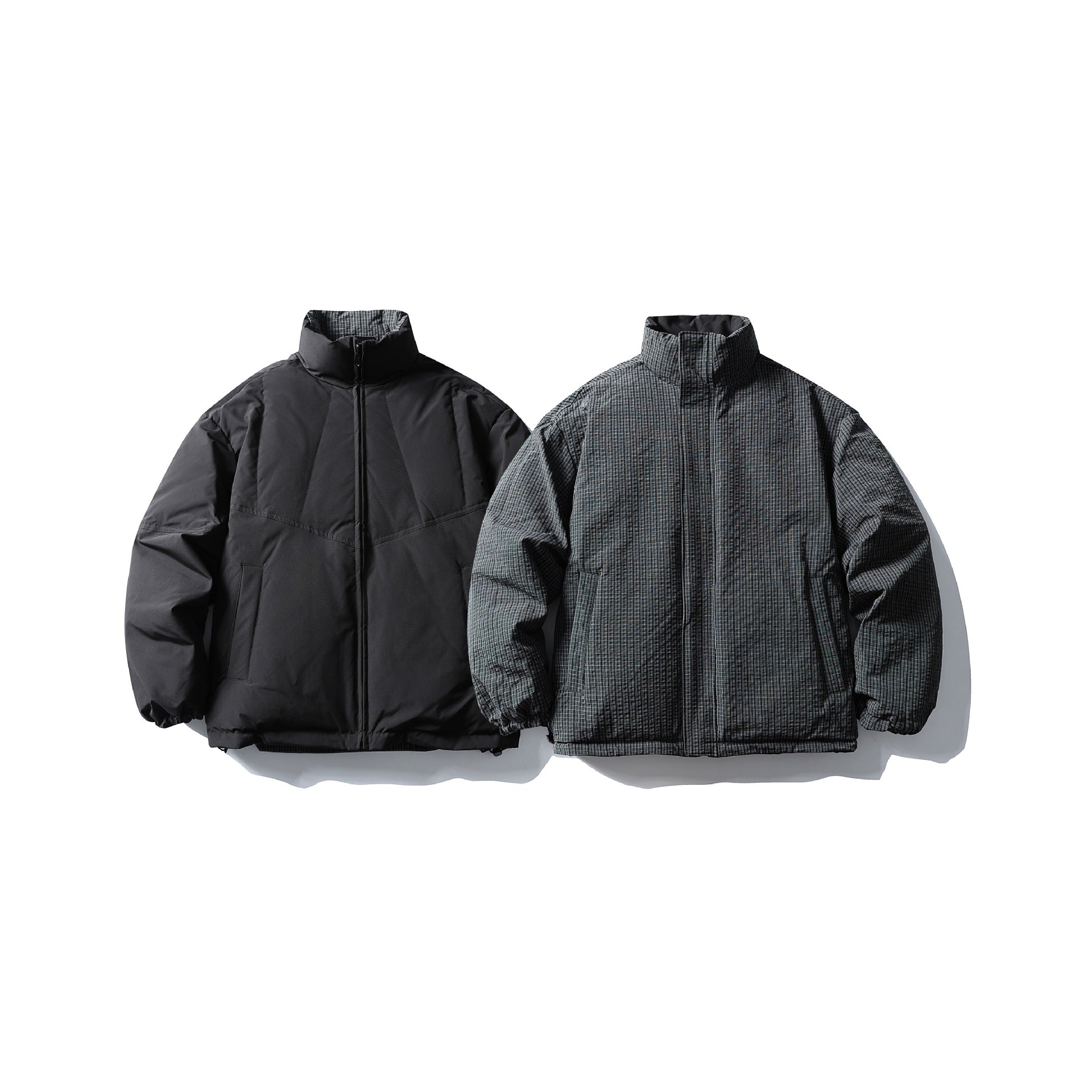 Image of Chaqueta acolchada reversible con cuello alzado para hombre