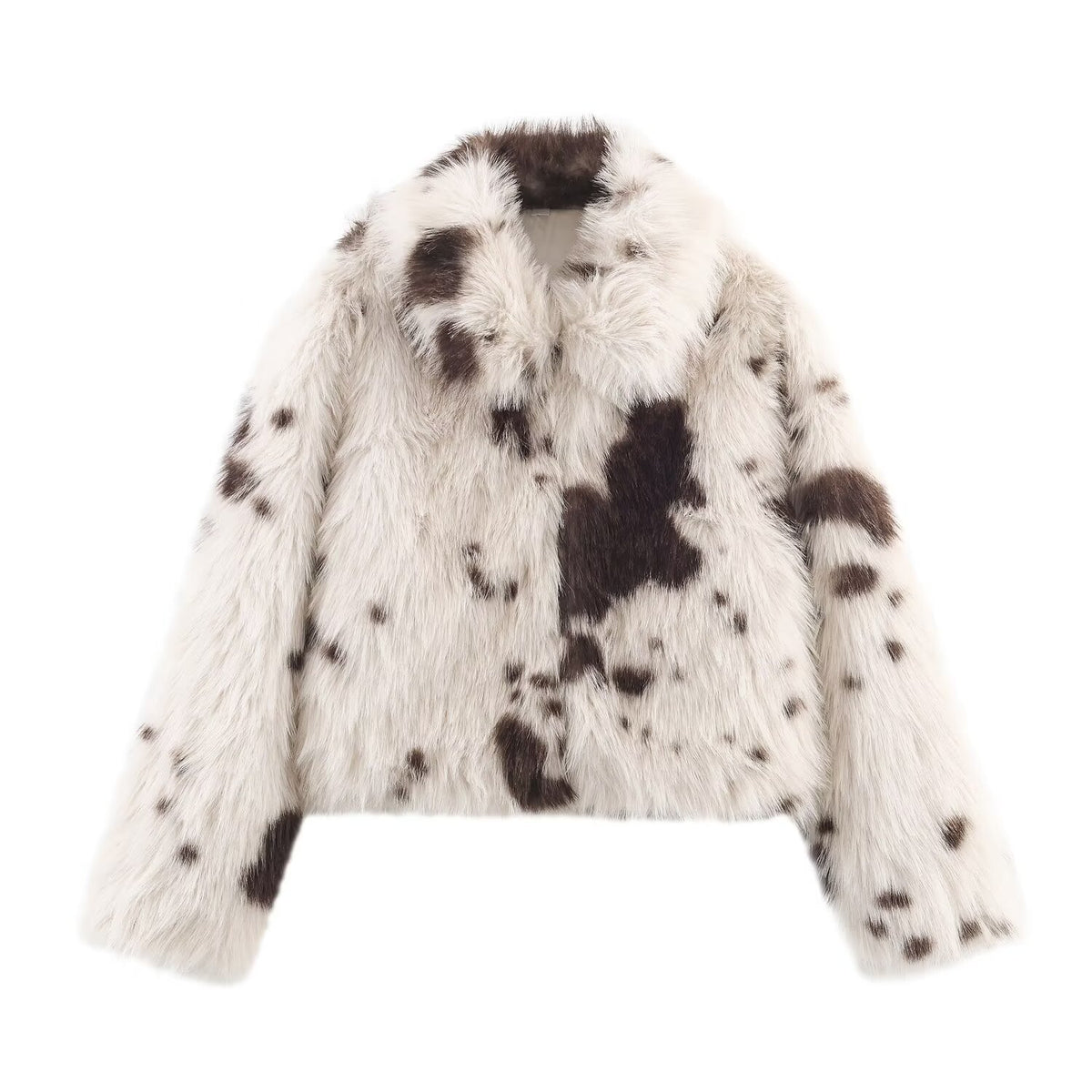 Chaqueta corta efecto pelo sintético en color blanco