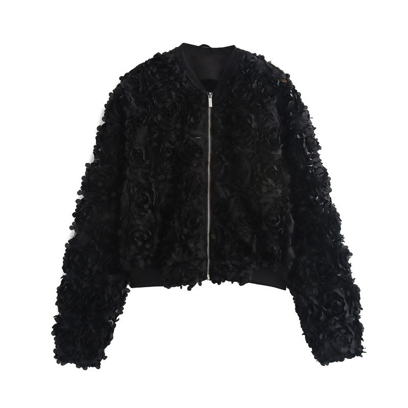 Image of Zeratta Black floral textured jacket