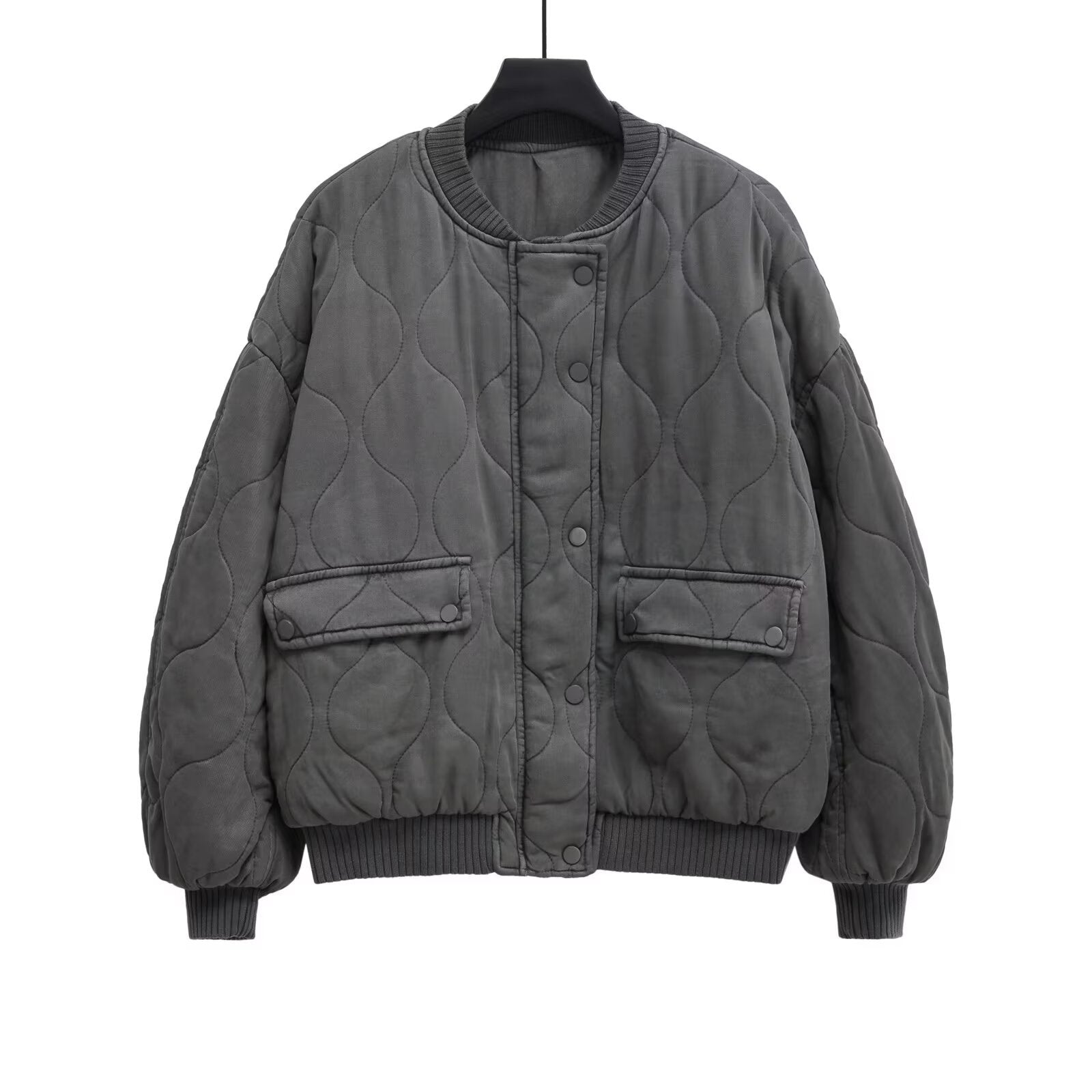 Image of Women's stand collar snap-front padded jacket