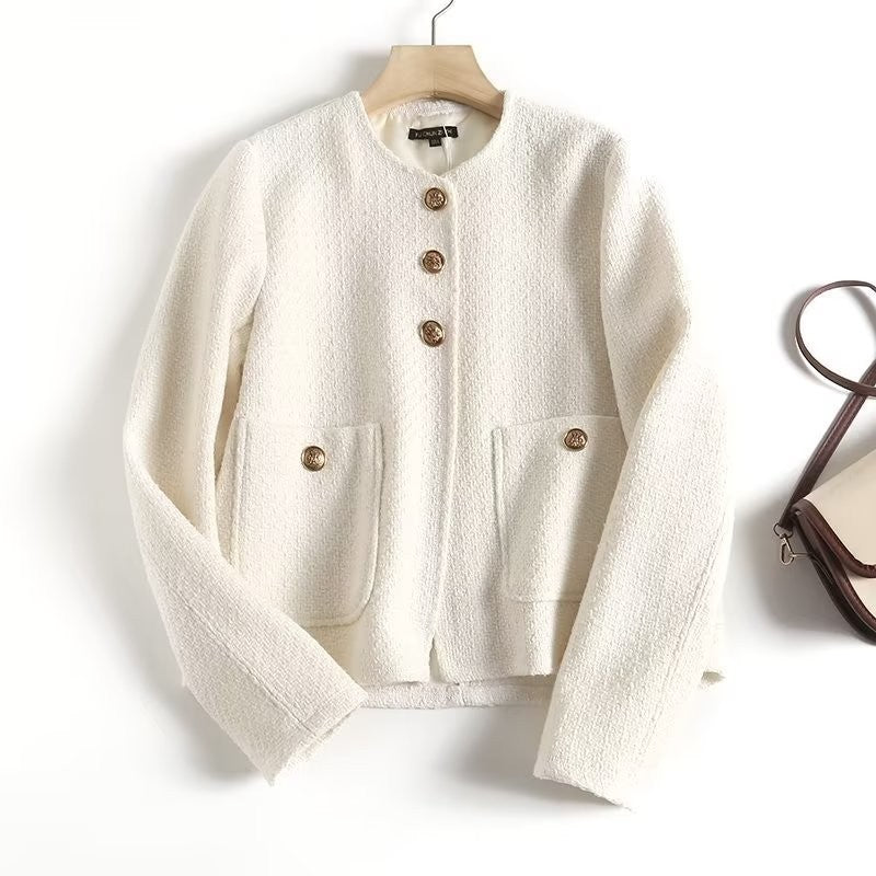 Image of Zeratta Women's gold-button cropped tailored jacket