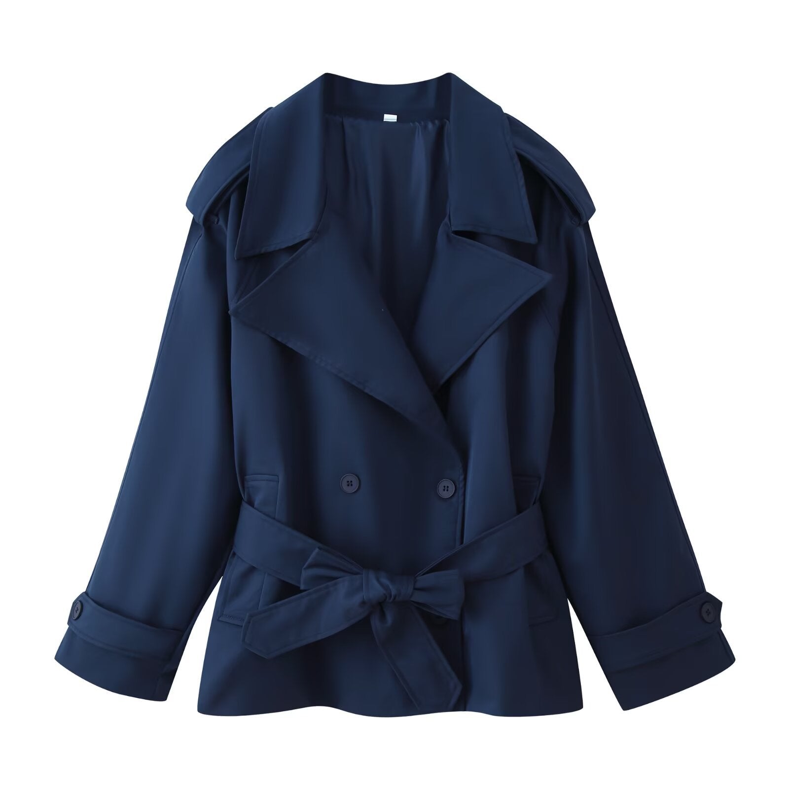 Image of Women's tie-front short lapel trench coat
