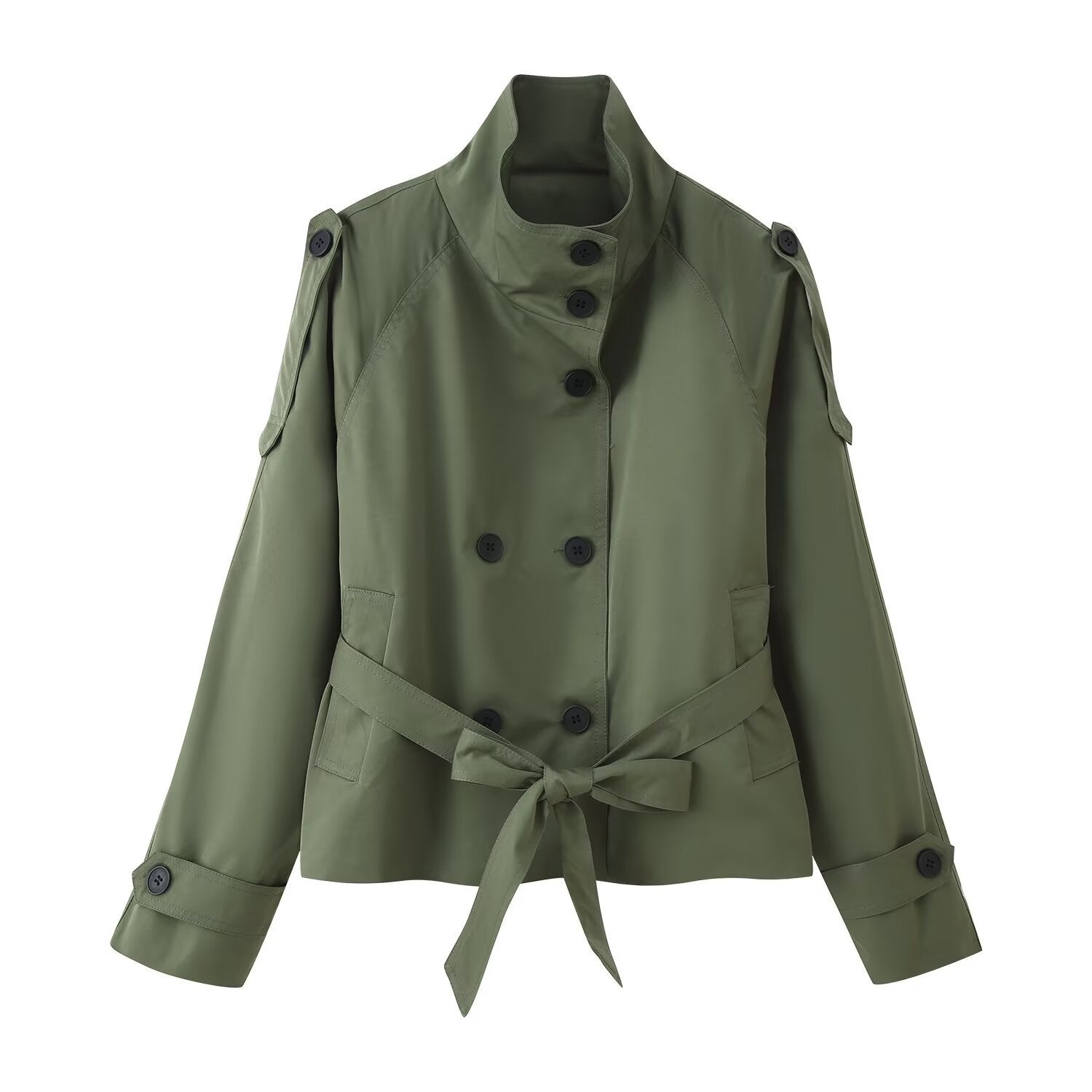 Image of Trench coat cruzado corto para mujer
