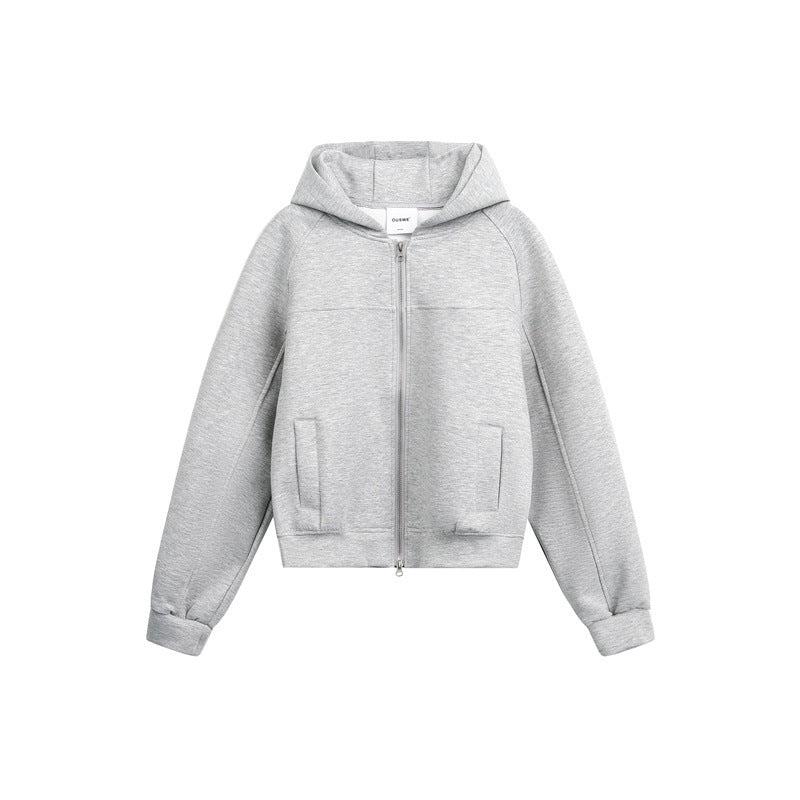 Unisex cotton blend loose fit zip-up hoodie