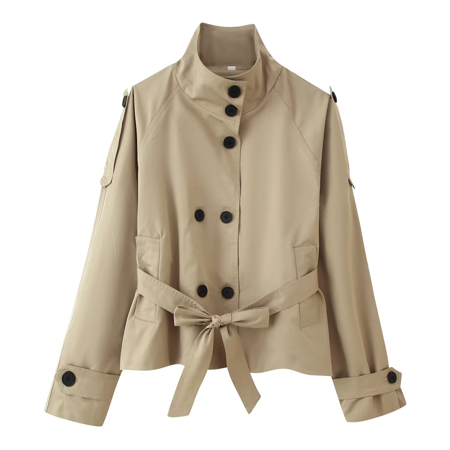 Image of Zeratta Women's cropped double-breasted trench coat