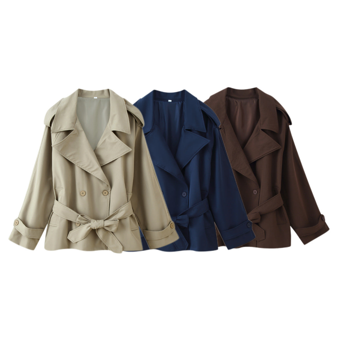 Image of Women's tie-front short lapel trench coat