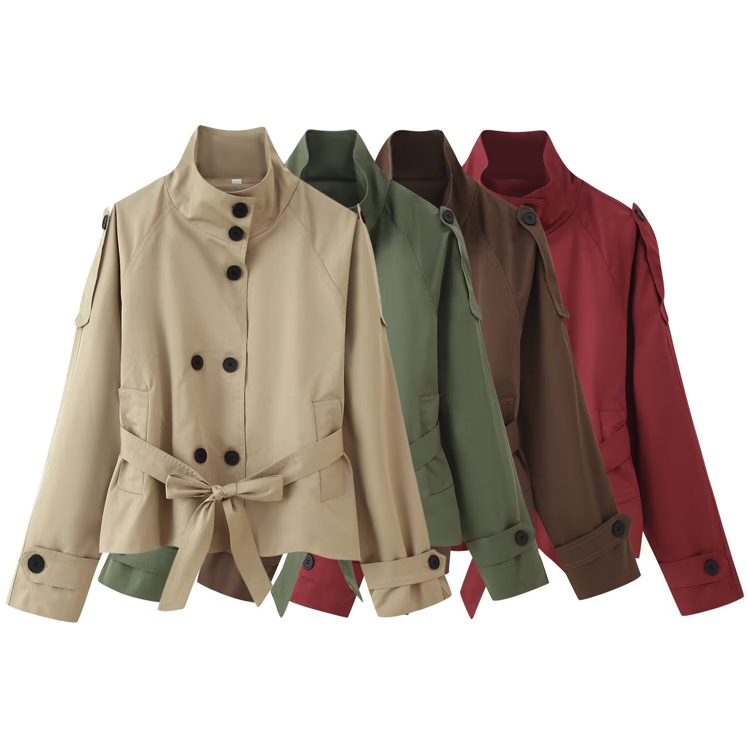 Image of Trench coat cruzado corto para mujer