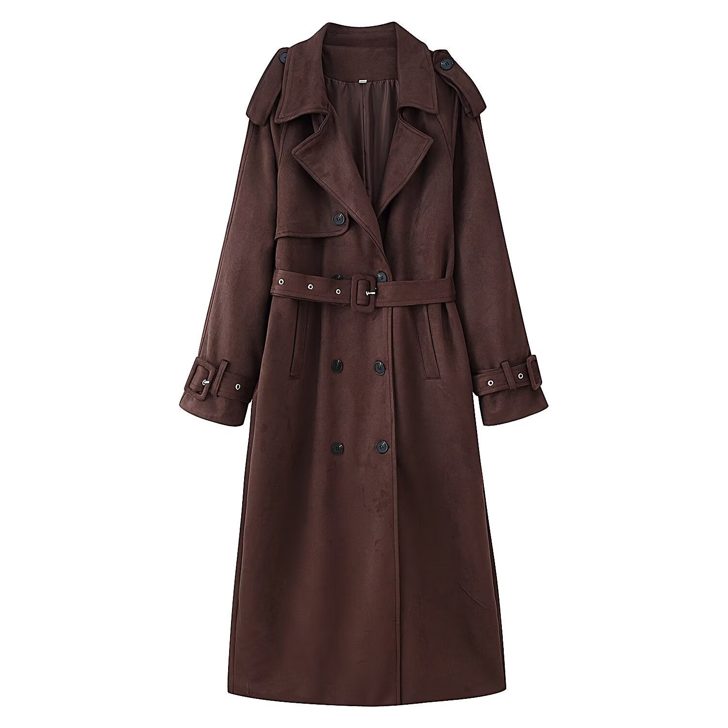 Image of Women's loose fit double-breasted belted trench coat