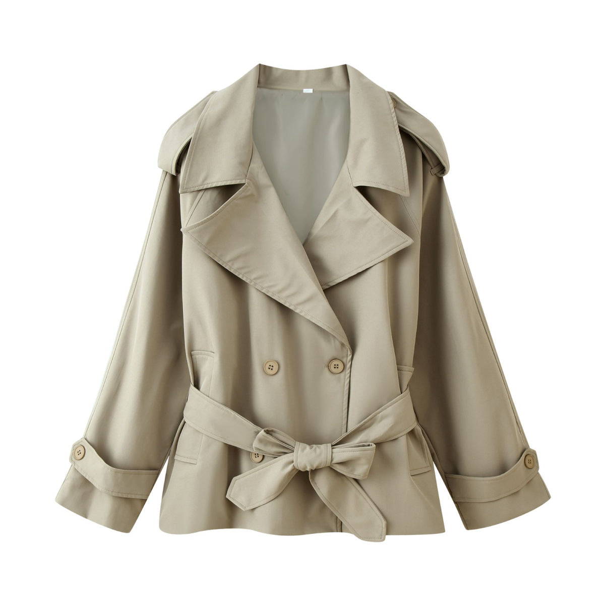 Image of Women's tie-front short lapel trench coat