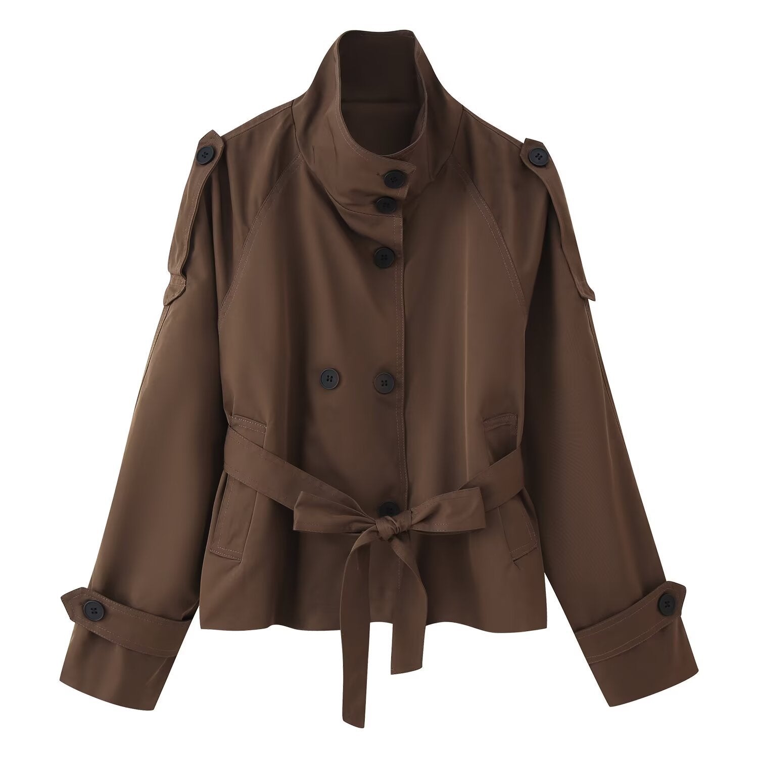Image of Trench coat cruzado corto para mujer