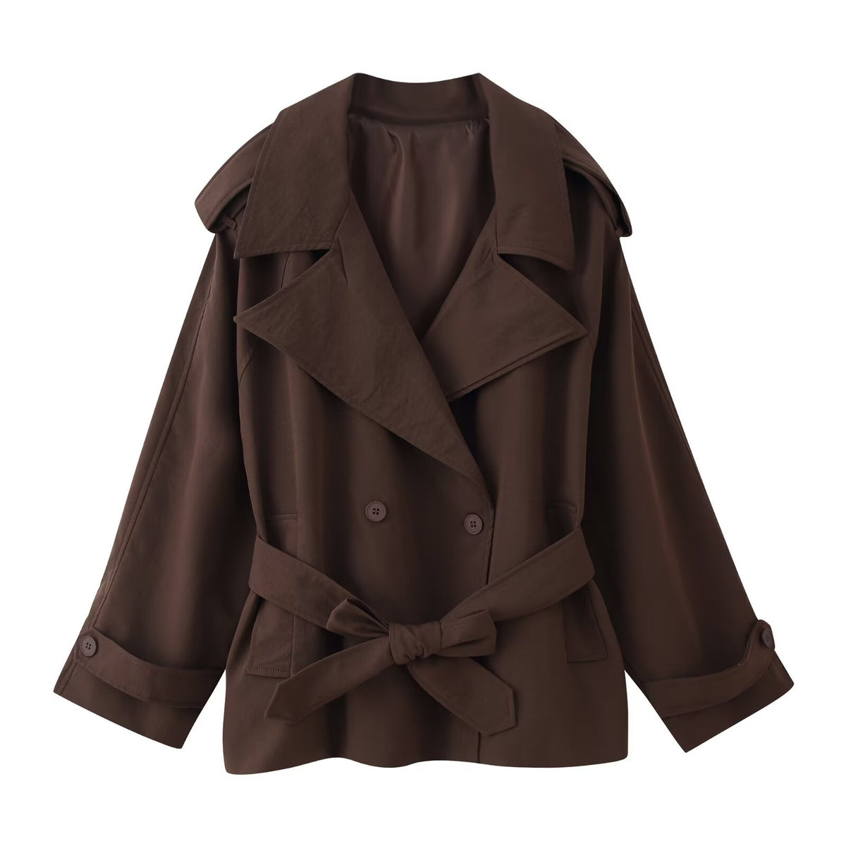 Zeratta Women's tie-front short lapel trench coat