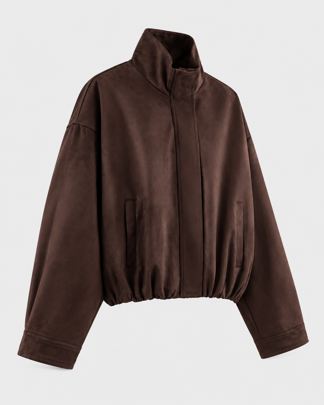 Image of Dark Brown | Angled front view of dark brown flight bomber jacket