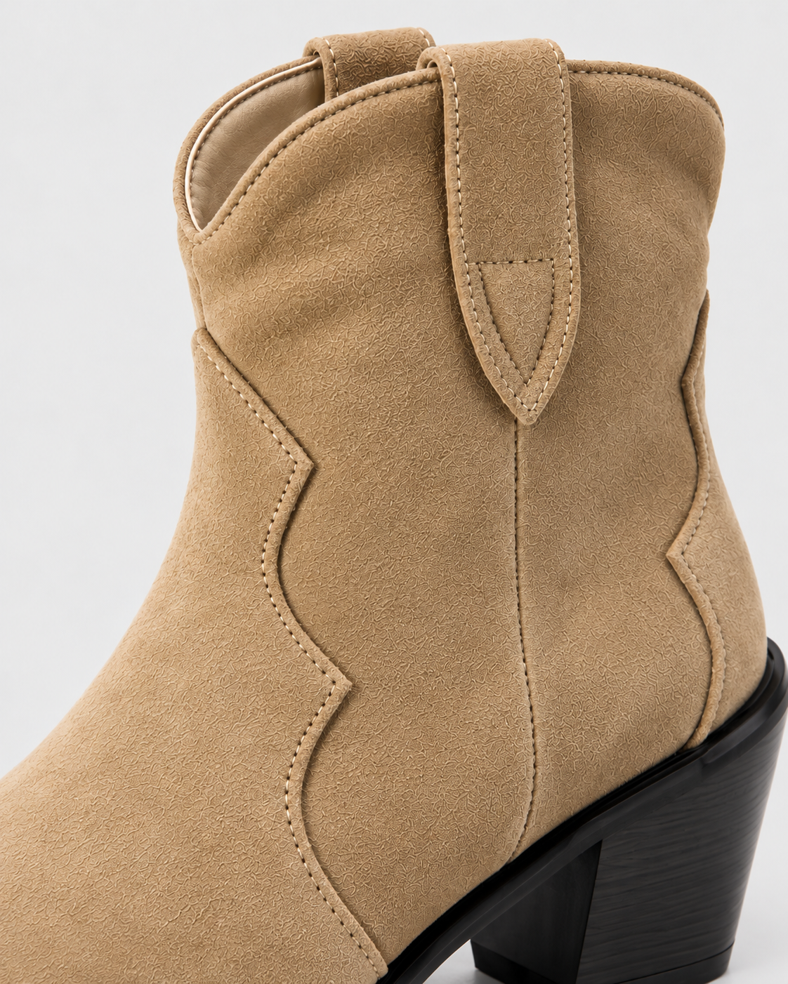 Women's suede-style western chunky-heel ankle boots, product photograph 4