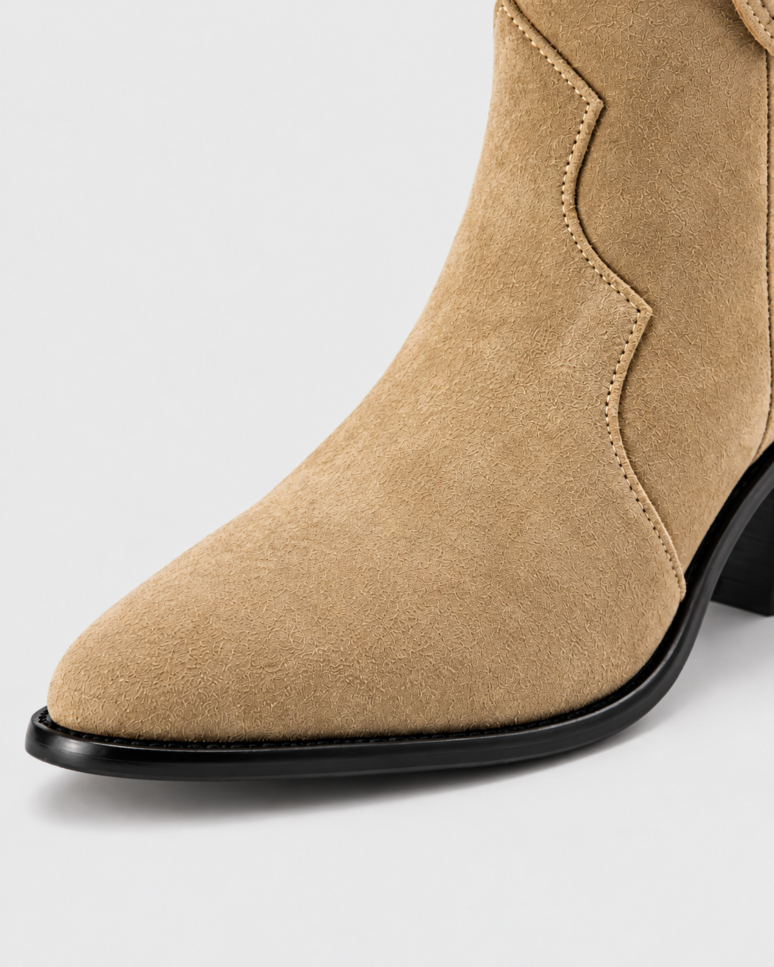 Women's suede-style western chunky-heel ankle boots, product photograph 3