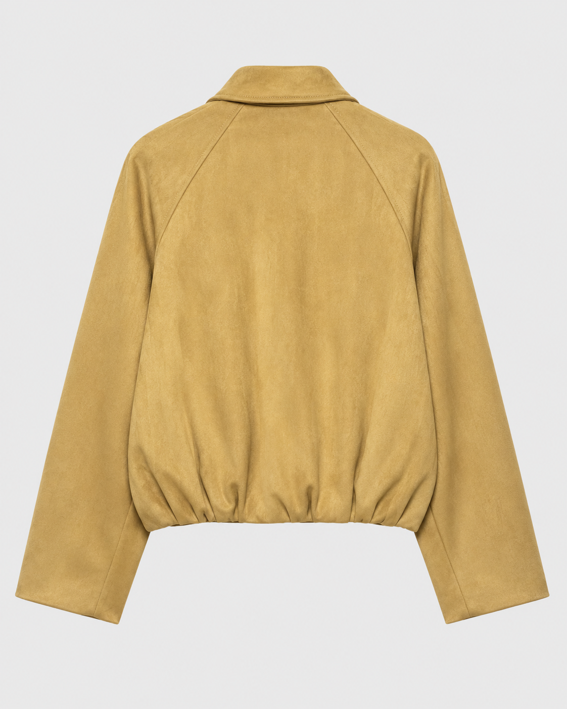 Image of Khaki | Back view of khaki suede-effect bomber jacket