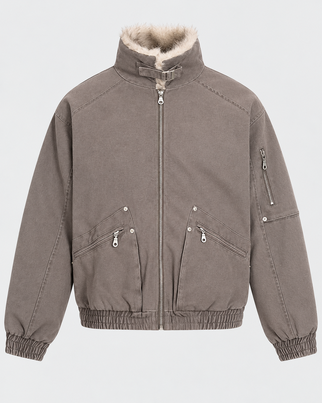 Loose fit cotton workwear zip-up jacket