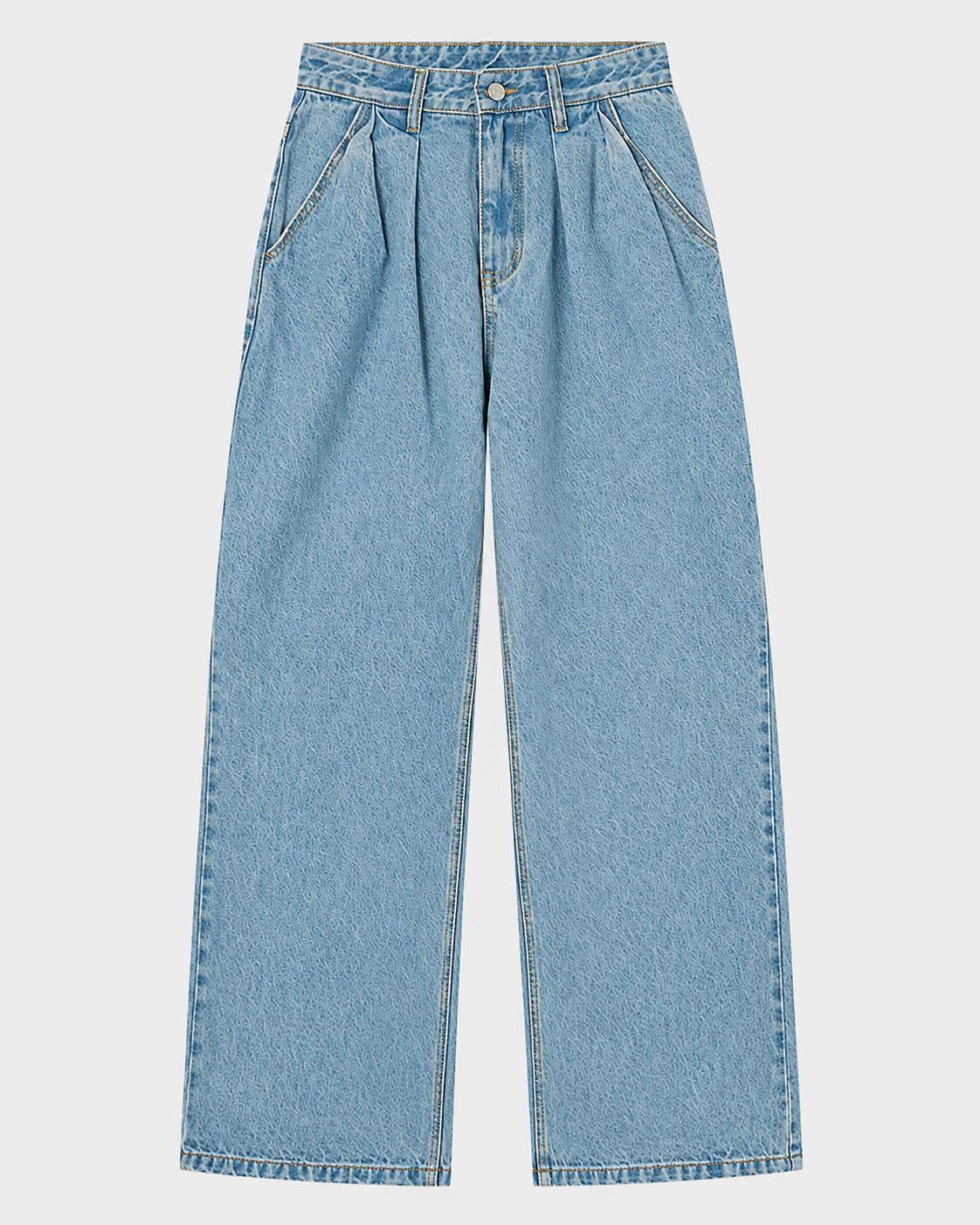 Image of Medium | Medium-blue cotton-blend wide-leg jeans, front studio view