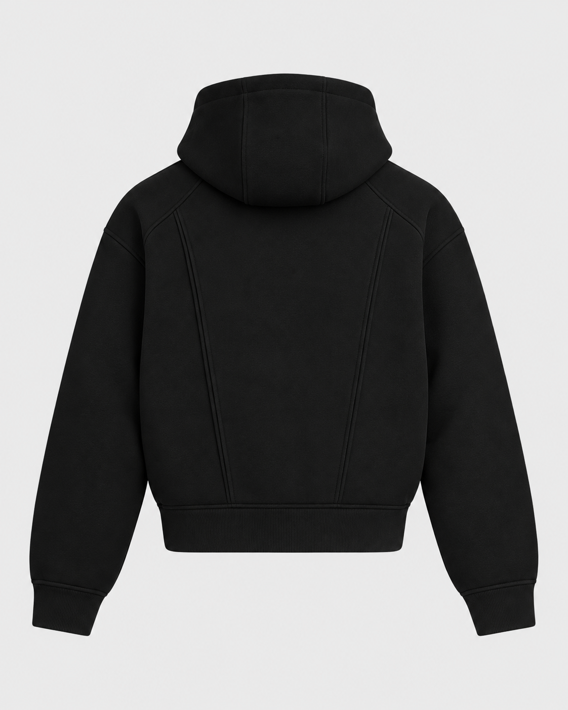 Image of Black | Back view of the cotton blend hoodie with long sleeves