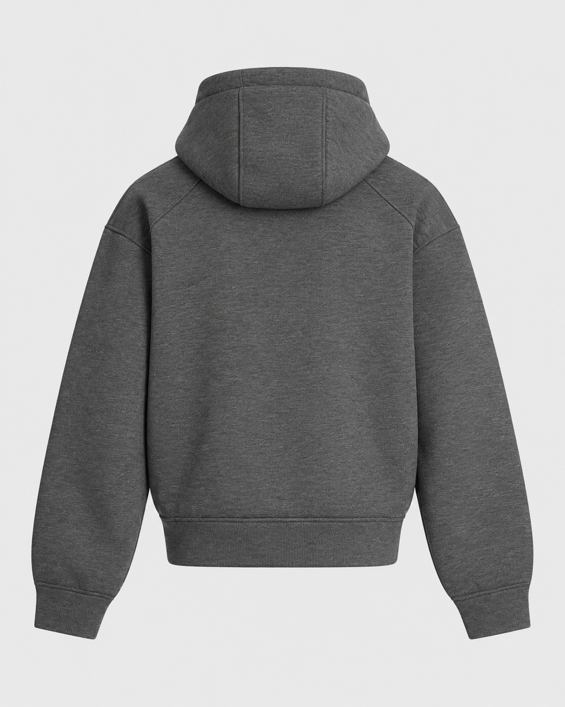 Gray | Back view of the cotton blend hoodie with long sleeves