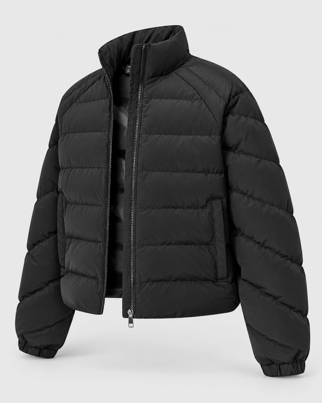 Unisex oversized stand-collar polyester puffer jacket