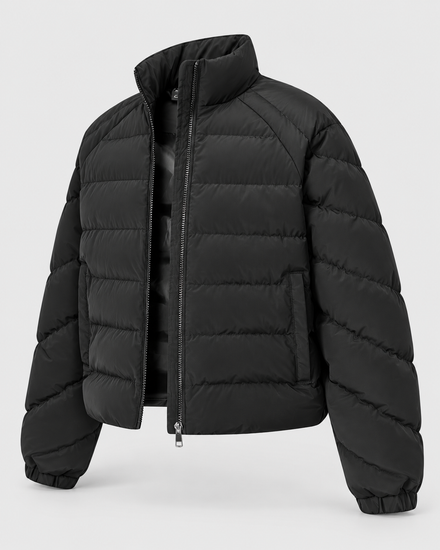 Unisex oversized stand-collar polyester puffer jacket