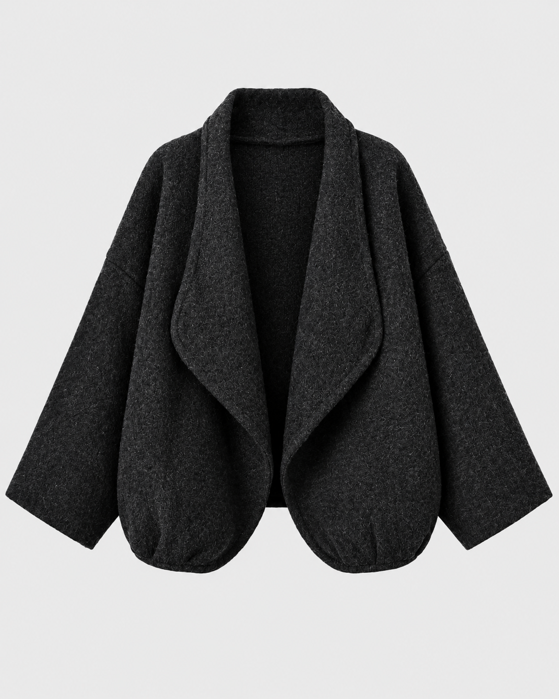 Image of Dark Gray | Women's loose-fit collared knit cardigan, front studio view